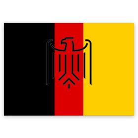 Поздравительная открытка с принтом German eagle в Тюмени, 100% бумага | плотность бумаги 280 г/м2, матовая, на обратной стороне линовка и место для марки
 | герб | германский | немецкий | орел | флаг