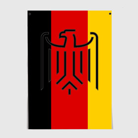 Постер с принтом German eagle в Тюмени, 100% бумага
 | бумага, плотность 150 мг. Матовая, но за счет высокого коэффициента гладкости имеет небольшой блеск и дает на свету блики, но в отличии от глянцевой бумаги не покрыта лаком | герб | германский | немецкий | орел | флаг