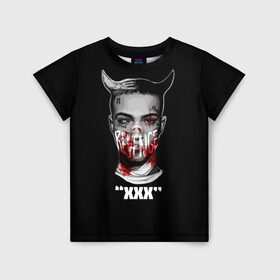 Детская футболка 3D с принтом XXX REVENGE в Тюмени, 100% гипоаллергенный полиэфир | прямой крой, круглый вырез горловины, длина до линии бедер, чуть спущенное плечо, ткань немного тянется | art | look at me | rap | revenge | tentacion | xxx | xxxtentacion