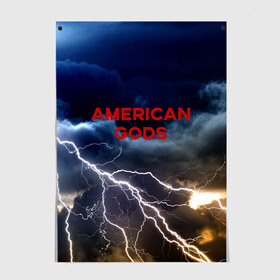 Постер с принтом American Gods в Тюмени, 100% бумага
 | бумага, плотность 150 мг. Матовая, но за счет высокого коэффициента гладкости имеет небольшой блеск и дает на свету блики, но в отличии от глянцевой бумаги не покрыта лаком | american gods | omg | американские боги | джиллиан андерсон | иэн макшейн | пабло шрайбер | фантастика | эмили браунинг