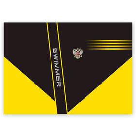 Поздравительная открытка с принтом Swimmer в Тюмени, 100% бумага | плотность бумаги 280 г/м2, матовая, на обратной стороне линовка и место для марки
 | Тематика изображения на принте: герб | орел | пловец | пловчиха