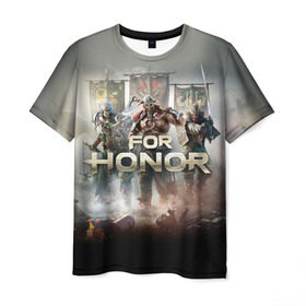Мужская футболка 3D с принтом For Honor в Тюмени, 100% полиэфир | прямой крой, круглый вырез горловины, длина до линии бедер | and | hack | slash | викинг | за честь | игра | оружие | рыцарь | самурай | стратегия | файтинг