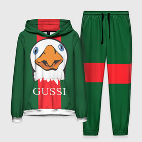 Мужской костюм 3D (с толстовкой) с принтом GUSSI в Тюмени,  |  | gucci | gussi ga ga ga | gussi gang | бренд | гусь | птица