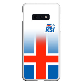 Чехол для Samsung S10E с принтом KSI ICELAND SPORT в Тюмени, Силикон | Область печати: задняя сторона чехла, без боковых панелей | Тематика изображения на принте: 2019 | fc | football | football club | iceland | ksi | sport | исландия | кси | сборная исландии | спорт | спортивные | униформа | фирменные цвета | фк | футбол | футбольный клуб