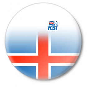 Значок с принтом KSI ICELAND SPORT в Тюмени,  металл | круглая форма, металлическая застежка в виде булавки | Тематика изображения на принте: 2019 | fc | football | football club | iceland | ksi | sport | исландия | кси | сборная исландии | спорт | спортивные | униформа | фирменные цвета | фк | футбол | футбольный клуб