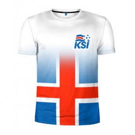 Мужская футболка 3D спортивная с принтом KSI ICELAND SPORT в Тюмени, 100% полиэстер с улучшенными характеристиками | приталенный силуэт, круглая горловина, широкие плечи, сужается к линии бедра | 2019 | fc | football | football club | iceland | ksi | sport | исландия | кси | сборная исландии | спорт | спортивные | униформа | фирменные цвета | фк | футбол | футбольный клуб