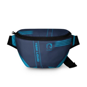 Поясная сумка 3D с принтом TEAM LIQUID E-SPORT в Тюмени, 100% полиэстер | плотная ткань, ремень с регулируемой длиной, внутри несколько карманов для мелочей, основное отделение и карман с обратной стороны сумки застегиваются на молнию | 2019 | blue | cybersport | esport | liquid | logo | pro league | team | team liquid | киберспорт | логотип | тим ликвид | фирменные цвета