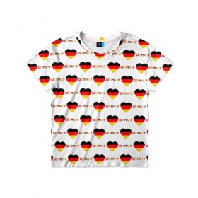 Детская футболка 3D с принтом Love Germany в Тюмени, 100% гипоаллергенный полиэфир | прямой крой, круглый вырез горловины, длина до линии бедер, чуть спущенное плечо, ткань немного тянется | germany | германия