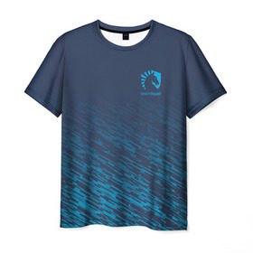 Мужская футболка 3D с принтом TEAM LIQUID E-SPORT в Тюмени, 100% полиэфир | прямой крой, круглый вырез горловины, длина до линии бедер | Тематика изображения на принте: 2019 | blue | cybersport | esport | liquid | logo | pro league | team | team liquid | киберспорт | логотип | тим ликвид | фирменные цвета