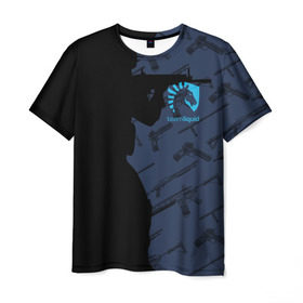 Мужская футболка 3D с принтом TEAM LIQUID E-SPORT CS GO в Тюмени, 100% полиэфир | прямой крой, круглый вырез горловины, длина до линии бедер | Тематика изображения на принте: 2019 | blue | cs go | cybersport | esport | liquid | logo | pro league | team | team liquid | киберспорт | логотип | тим ликвид | фирменные цвета