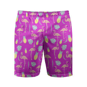 Мужские шорты 3D спортивные с принтом Тропическое наслаждения в Тюмени,  |  | Тематика изображения на принте: африка | крылья | мода | прикольные | природа | птица | розовый | фламинго | цвет | яркие