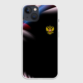 Чехол для iPhone 13 с принтом Россия в Тюмени,  |  | abstraction | grunge | russia | sport | абстракция | герб | краска | русский | символика рф | спорт | спортивный | триколор | униформа | форма | я русский