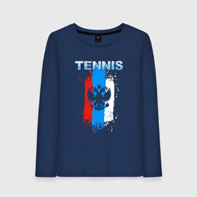 Женский лонгслив хлопок с принтом Tennis в Тюмени, 100% хлопок |  | itf | sport | tennis | большой | линии | мяч | надпись | полосы | ракетка | россии | россия | рф | сборная | символ | состязание | спорт | спортсмен | теннис | теннисист | теннисистка | флаг
