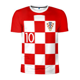 Мужская футболка 3D спортивная с принтом Модрич Хорватия (форма) в Тюмени, 100% полиэстер с улучшенными характеристиками | приталенный силуэт, круглая горловина, широкие плечи, сужается к линии бедра | 10 | 2020 | 2022 | croatia | madrid | modric | real | европы | мадрид | мира | реал | сборная | хорватии | хорватия | чемпионат | чм