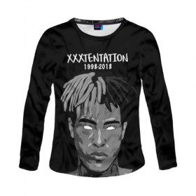 Женский лонгслив 3D с принтом Xxxtentation RIP в Тюмени, 100% полиэстер | длинные рукава, круглый вырез горловины, полуприлегающий силуэт | Тематика изображения на принте: at | i | look | me | p | r | r.i.p. | revenge | rip | x | xtentation | xxx | рэп