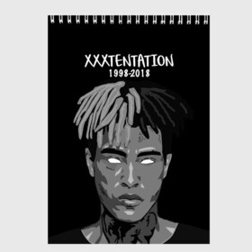 Скетчбук с принтом Xxxtentation RIP в Тюмени, 100% бумага
 | 48 листов, плотность листов — 100 г/м2, плотность картонной обложки — 250 г/м2. Листы скреплены сверху удобной пружинной спиралью | at | i | look | me | p | r | r.i.p. | revenge | rip | x | xtentation | xxx | рэп