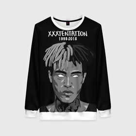 Женский свитшот 3D с принтом Xxxtentation RIP в Тюмени, 100% полиэстер с мягким внутренним слоем | круглый вырез горловины, мягкая резинка на манжетах и поясе, свободная посадка по фигуре | Тематика изображения на принте: at | i | look | me | p | r | r.i.p. | revenge | rip | x | xtentation | xxx | рэп