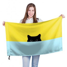 Флаг 3D с принтом Кот спрятался в Тюмени, 100% полиэстер | плотность ткани — 95 г/м2, размер — 67 х 109 см. Принт наносится с одной стороны | 3d | cat | иллюстрация | кот | кот спрятался | кошка | минимализм | рисунок | цифровое искусство