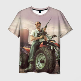 Мужская футболка 3D с принтом Grand Theft Auto в Тюмени, 100% полиэфир | прямой крой, круглый вырез горловины, длина до линии бедер | action | adventure | герой | гта | лос анджелес | лос сантос | мир | открытый | полет | сан андреас | сила | стрельба