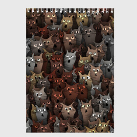 Скетчбук с принтом Глупые коты в Тюмени, 100% бумага
 | 48 листов, плотность листов — 100 г/м2, плотность картонной обложки — 250 г/м2. Листы скреплены сверху удобной пружинной спиралью | Тематика изображения на принте: кот | котик | котики | кошка | паттерн