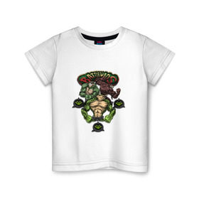 Детская футболка хлопок с принтом Battletoads ( Боевые жабы ) в Тюмени, 100% хлопок | круглый вырез горловины, полуприлегающий силуэт, длина до линии бедер | 1991 | 90 е | 90 х | battletoads | dendy | game | gamepad | nintendo | sega | боевые жабы | денди | мутанты | нинтендо | приставка | сега