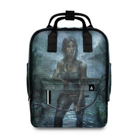 Женский рюкзак 3D с принтом Tomb Raider: Лара Крофт в Тюмени, 100% полиэстер | лямки с регулируемой длиной, сверху ручки, чтобы рюкзак нести как сумку. Основное отделение закрывается на молнию, как и внешний карман. Внутри два дополнительных кармана, один из которых закрывается на молнию. По бокам два дополнительных кармашка, куда поместится маленькая бутылочка
 | adventure | lara croft | tomb rider | археолог | гробниц | крофт | лара | приключения | расхитительница