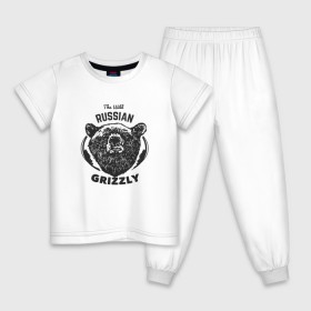 Детская пижама хлопок с принтом Русский Медведь в Тюмени, 100% хлопок |  брюки и футболка прямого кроя, без карманов, на брюках мягкая резинка на поясе и по низу штанин
 | bear | grizzly | гризли