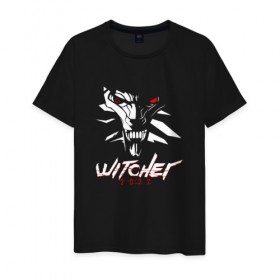 Мужская футболка хлопок с принтом WITCHER 2077 (ВЕДЬМАК 2077) в Тюмени, 100% хлопок | прямой крой, круглый вырез горловины, длина до линии бедер, слегка спущенное плечо. | 2019 | cd project red | cyberpunk 2077 | future | hack | samurai | sci fi | the witcher | witcher 2077 | андроиды | безумие | будущее | ведьмак 2077 | киберпанк 2077 | логотип | роботы | самураи | фантастика | цифры