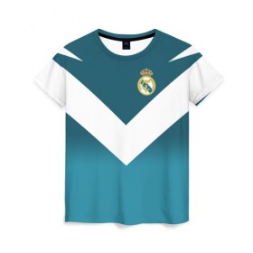Женская футболка 3D с принтом Real Madrid 2018 New #2 в Тюмени, 100% полиэфир ( синтетическое хлопкоподобное полотно) | прямой крой, круглый вырез горловины, длина до линии бедер | Тематика изображения на принте: 