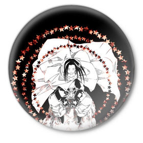 Значок с принтом Хао Асакура в Тюмени,  металл | круглая форма, металлическая застежка в виде булавки | shaman king | зик | король шаманов | манга | шаман кинг