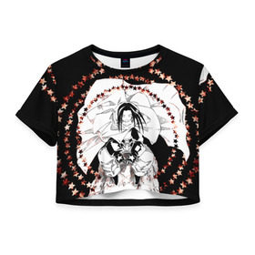 Женская футболка 3D укороченная с принтом Хао Асакура в Тюмени, 100% полиэстер | круглая горловина, длина футболки до линии талии, рукава с отворотами | Тематика изображения на принте: shaman king | зик | король шаманов | манга | шаман кинг