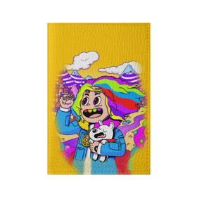 Обложка для паспорта матовая кожа с принтом 69 rainbow в Тюмени, натуральная матовая кожа | размер 19,3 х 13,7 см; прозрачные пластиковые крепления | Тематика изображения на принте: 6ix9ine | sixnine