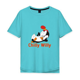 Мужская футболка хлопок Oversize с принтом Chilly Willy в Тюмени, 100% хлопок | свободный крой, круглый ворот, “спинка” длиннее передней части | chilly | chilly willy | арт | животные | милые | мультфильмы | пингвины | чилли вилли