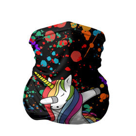Бандана-труба 3D с принтом ЕДИНОРОГ РАДУГА (ЧЕРНЫЙ) в Тюмени, 100% полиэстер, ткань с особыми свойствами — Activecool | плотность 150‒180 г/м2; хорошо тянется, но сохраняет форму | color | dab | pony | rainbow | unicornis dab | брызги | даб | единорог | единорог радуга | животные | краски | красочные | ляпистые | пони | радуга | цвета радуги
