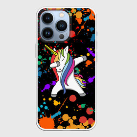 Чехол для iPhone 13 Pro с принтом ЕДИНОРОГ РАДУГА | RAINBOW UNICORN в Тюмени,  |  | Тематика изображения на принте: color | dab | pony | rainbow | unicornis dab | брызги | даб | единорог | единорог радуга | животные | краски | красочные | ляпистые | пони | радуга | цвета радуги