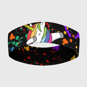 Повязка на голову 3D с принтом ЕДИНОРОГ РАДУГА | RAINBOW UNICORN в Тюмени,  |  | color | dab | pony | rainbow | unicornis dab | брызги | даб | единорог | единорог радуга | животные | краски | красочные | ляпистые | пони | радуга | цвета радуги