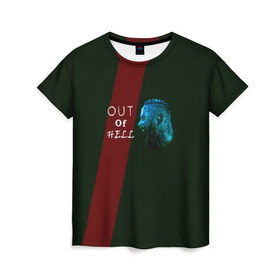 Женская футболка 3D с принтом Out of hell - Skillet в Тюмени, 100% полиэфир ( синтетическое хлопкоподобное полотно) | прямой крой, круглый вырез горловины, длина до линии бедер | 