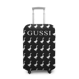 Чехол для чемодана 3D с принтом Gussi Black в Тюмени, 86% полиэфир, 14% спандекс | двустороннее нанесение принта, прорези для ручек и колес | gucci | gussi ga ga ga | gussi gang | бренд | гусь | птица