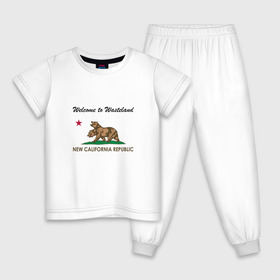 Детская пижама хлопок с принтом NCR в Тюмени, 100% хлопок |  брюки и футболка прямого кроя, без карманов, на брюках мягкая резинка на поясе и по низу штанин
 | fallout | ncr | new california republic | new vegas