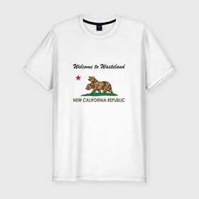 Мужская футболка премиум с принтом NCR в Тюмени, 92% хлопок, 8% лайкра | приталенный силуэт, круглый вырез ворота, длина до линии бедра, короткий рукав | fallout | ncr | new california republic | new vegas