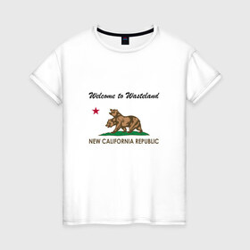 Женская футболка хлопок с принтом NCR в Тюмени, 100% хлопок | прямой крой, круглый вырез горловины, длина до линии бедер, слегка спущенное плечо | fallout | ncr | new california republic | new vegas
