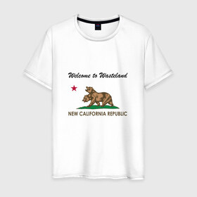 Мужская футболка хлопок с принтом NCR в Тюмени, 100% хлопок | прямой крой, круглый вырез горловины, длина до линии бедер, слегка спущенное плечо. | fallout | ncr | new california republic | new vegas
