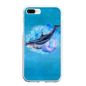 Чехол для iPhone 7Plus/8 Plus матовый с принтом Дельфин в Тюмени, Силикон | Область печати: задняя сторона чехла, без боковых панелей | dolphin | акварель | дельфин | море | морские млекопитающие | океан | синий