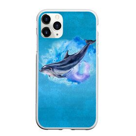 Чехол для iPhone 11 Pro Max матовый с принтом Дельфин в Тюмени, Силикон |  | Тематика изображения на принте: dolphin | акварель | дельфин | море | морские млекопитающие | океан | синий