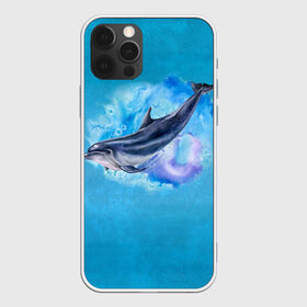 Чехол для iPhone 12 Pro Max с принтом Дельфин в Тюмени, Силикон |  | Тематика изображения на принте: dolphin | акварель | дельфин | море | морские млекопитающие | океан | синий