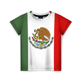 Детская футболка 3D с принтом Мексика Чемпионат Мира в Тюмени, 100% гипоаллергенный полиэфир | прямой крой, круглый вырез горловины, длина до линии бедер, чуть спущенное плечо, ткань немного тянется | Тематика изображения на принте: mexico | бразилия | мексика | сборная мексики | футбол | чемпионат мира