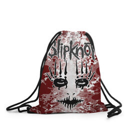 Рюкзак-мешок 3D с принтом Slipknot Joey Jordison в Тюмени, 100% полиэстер | плотность ткани — 200 г/м2, размер — 35 х 45 см; лямки — толстые шнурки, застежка на шнуровке, без карманов и подкладки | Тематика изображения на принте: 