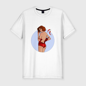 Мужская футболка премиум с принтом Чили в Тюмени, 92% хлопок, 8% лайкра | приталенный силуэт, круглый вырез ворота, длина до линии бедра, короткий рукав | белье | девушка | купальник | перец | чили. красный