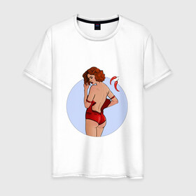 Мужская футболка хлопок с принтом Чили в Тюмени, 100% хлопок | прямой крой, круглый вырез горловины, длина до линии бедер, слегка спущенное плечо. | белье | девушка | купальник | перец | чили. красный