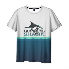 Мужская футболка 3D с принтом Бизнес-акула в Тюмени, 100% полиэфир | прямой крой, круглый вырез горловины, длина до линии бедер | Тематика изображения на принте: business | fish | letterin | sea | shark | water | акула | белый | бизнес | вектор | вода | зубы | логотип | море | надпись | оранжевый | охотник | рыба | синий | текст | тень | хищник | черный